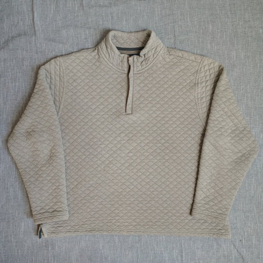 Island Sands Pullover Sweatshirt Women's Size XL Beige Diamond Quilted 1/4‎ Zip